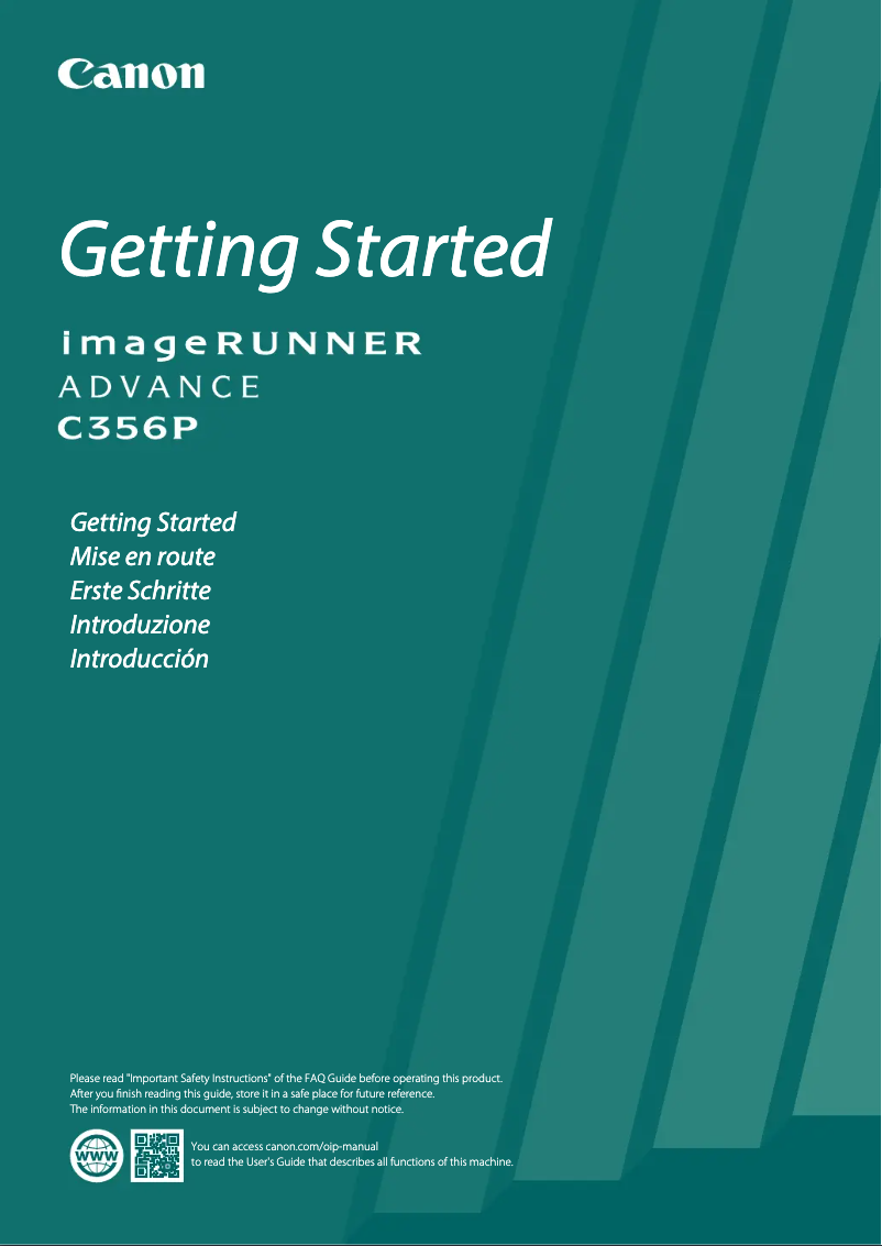 Image de la première page du manuel de l'appareil imageRUNNER ADVANCE C356P