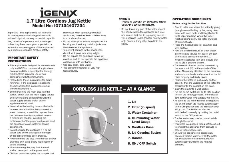 Page n°1 - Manuel utilisateur Igenix IG7204