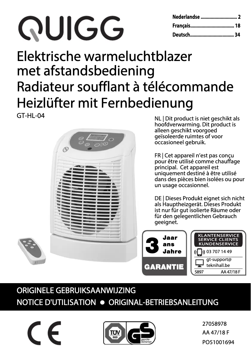 Image de la première page du manuel de l'appareil GT-HL-04