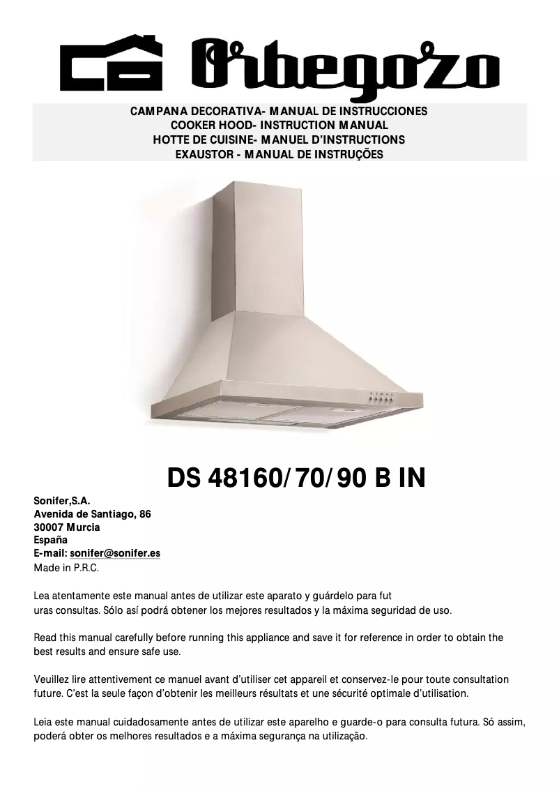 Page n°1 - Manuel utilisateur Orbegozo DS 48170 B IN