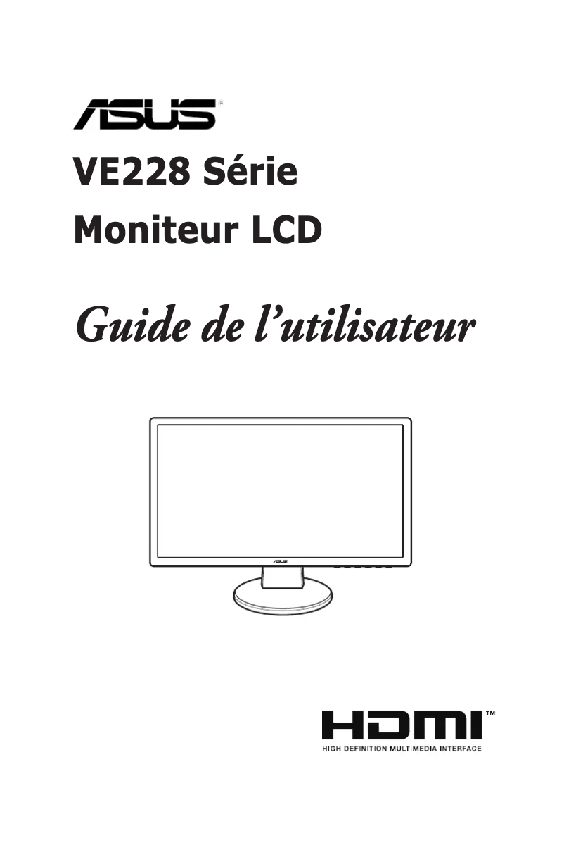 Page 1 de la notice Manuel utilisateur Asus VE228DR