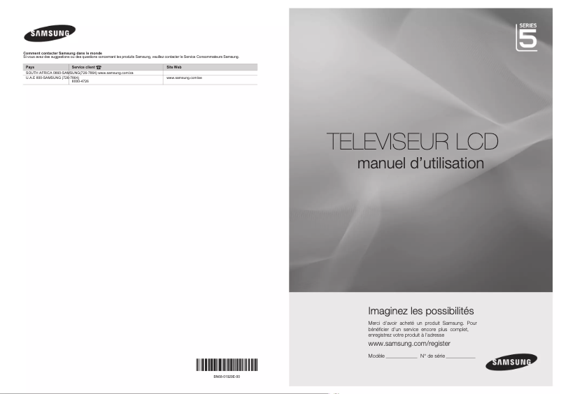 Page 1 de la notice Manuel utilisateur Samsung LA46B550K1R