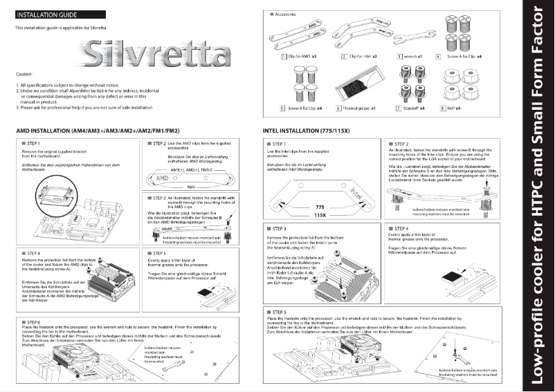 Page 1 de la notice Manuel utilisateur Alpenföhn Silvretta