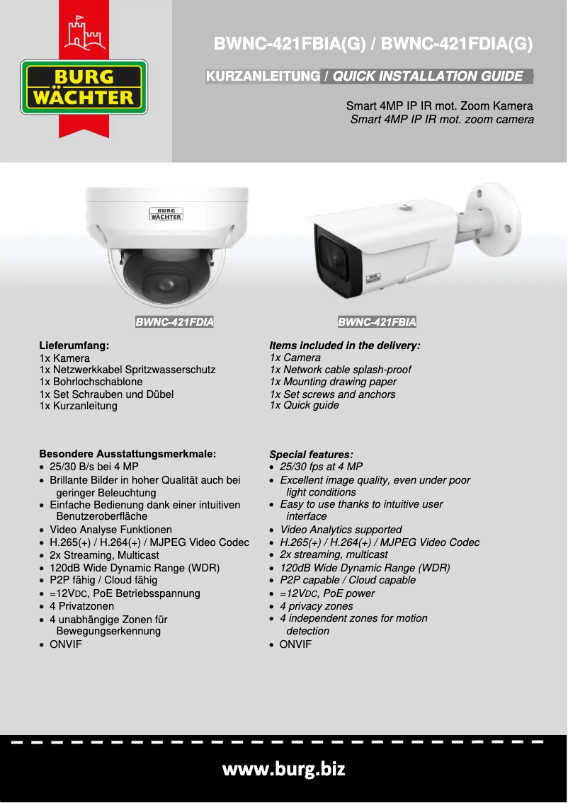 Page 1 of the manual User Manual Burg Wächter BWNC-421FDIA