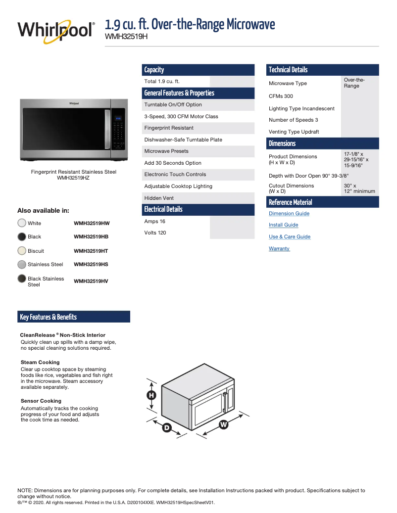 Image de la première page du manuel de l'appareil WMH32519HV