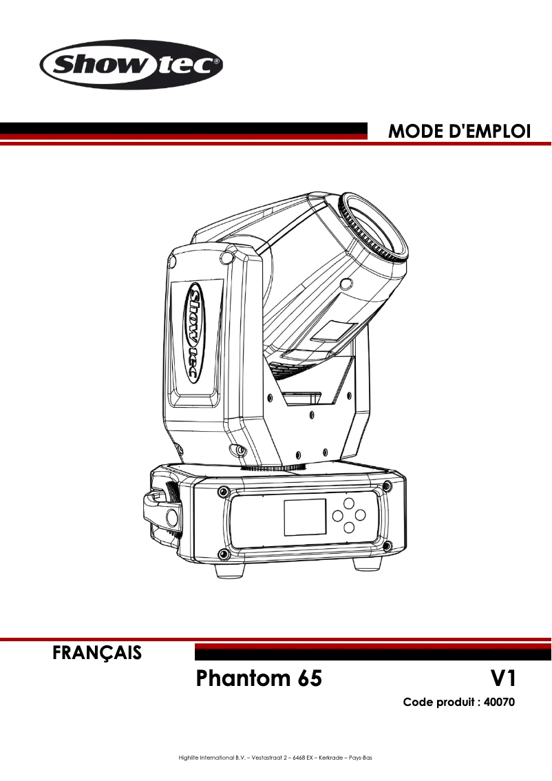 Page 1 de la notice Manuel utilisateur Showtec Phantom 65