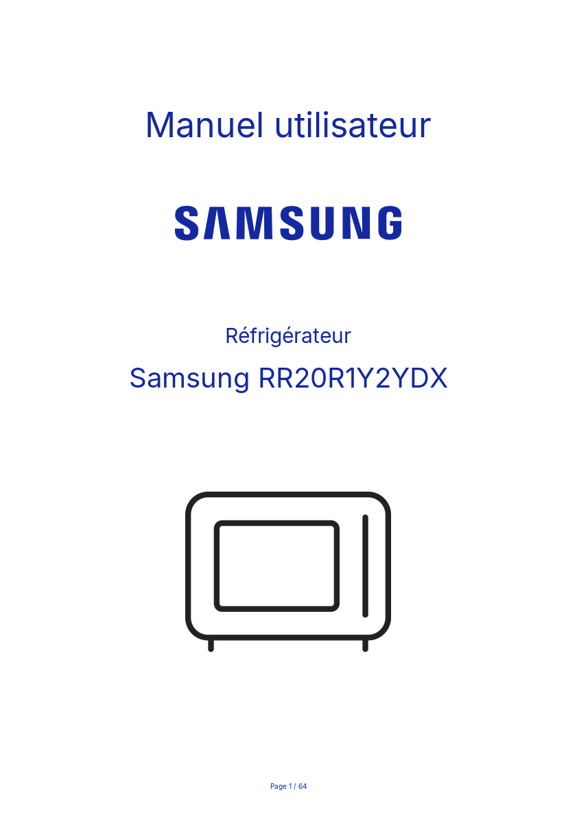 Image de la première page du manuel de l'appareil RR20R1Y2YDX