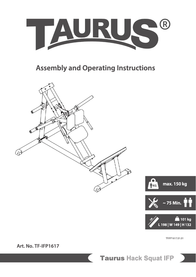 Page 1 de la notice Manuel utilisateur Taurus Hack Squat IFP