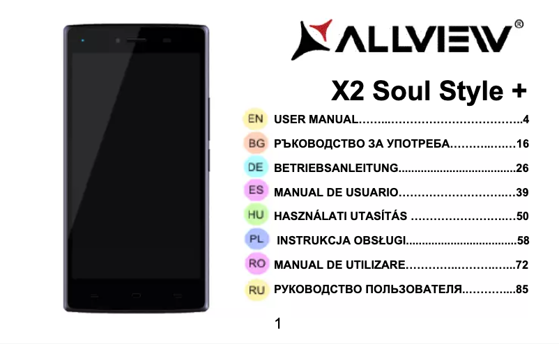 Page 1 de la notice Manuel utilisateur Allview X2 Soul Style Plus