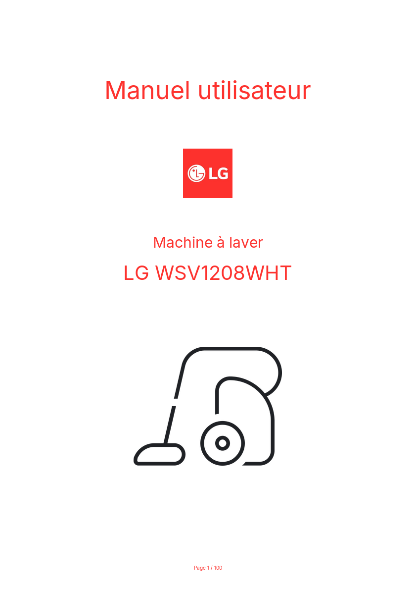 Page n°1 - Manuel utilisateur LG WSV1208WHT