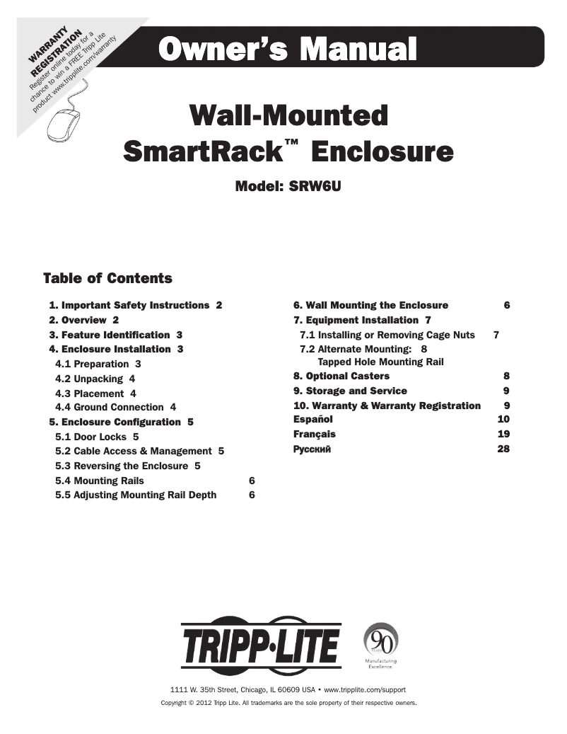 Image de la première page du manuel de l'appareil SmartRack SRW6U