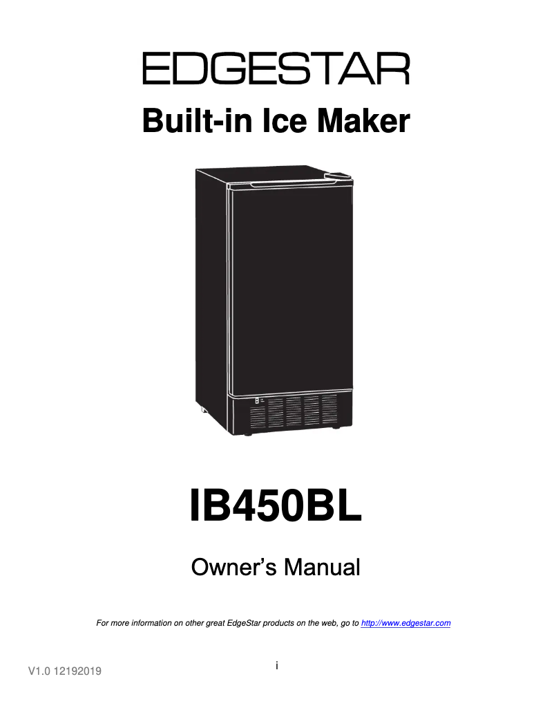 Page 1 de la notice Guide d'installation EdgeStar IB450BL