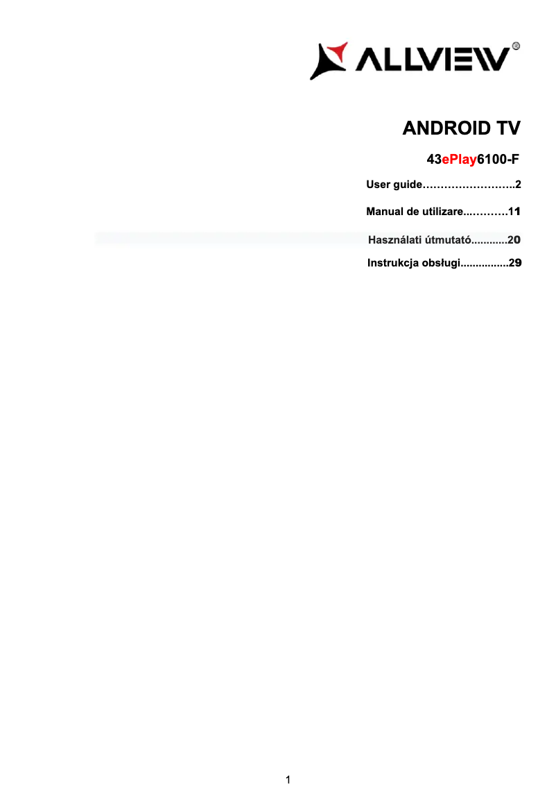 Page n°1 - Manuel utilisateur Allview 43ePlay6100-F