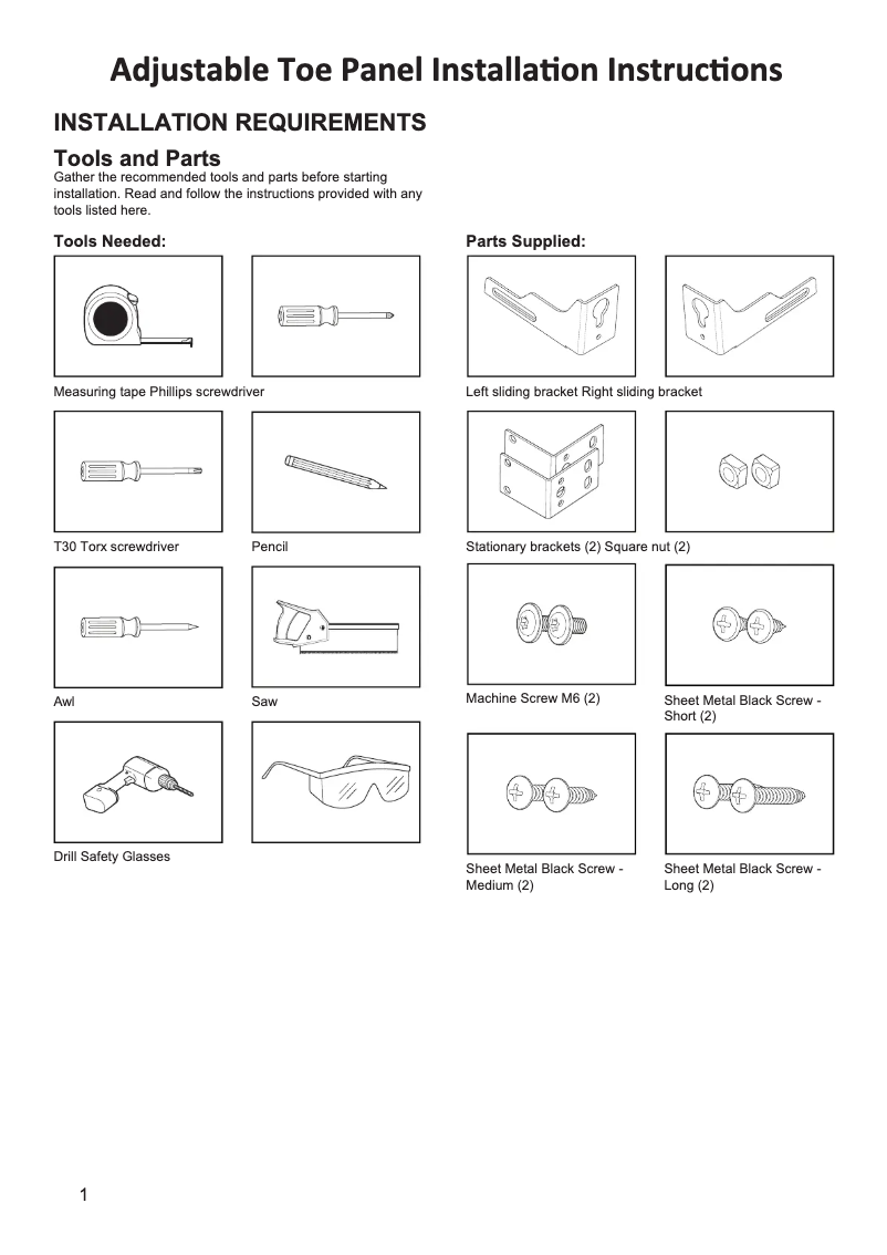 Page 1 de la notice Guide d'installation JennAir JDAF5924RM
