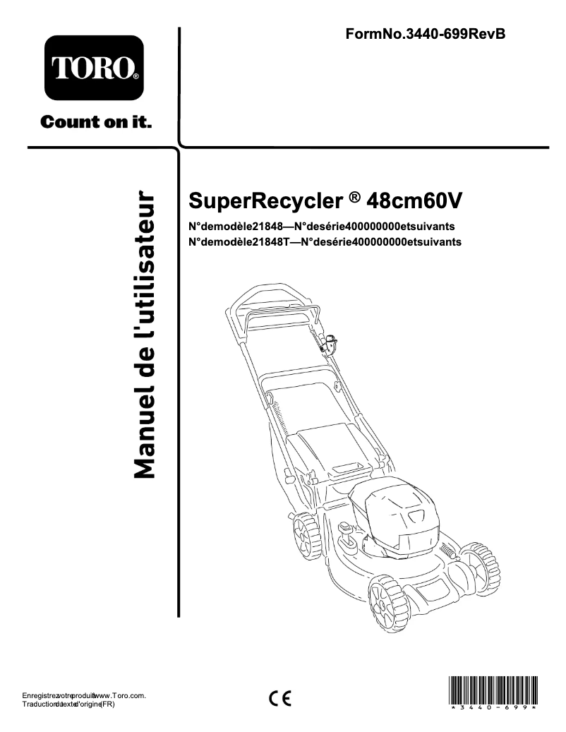 Page n°1 - Manuel utilisateur Toro 21848