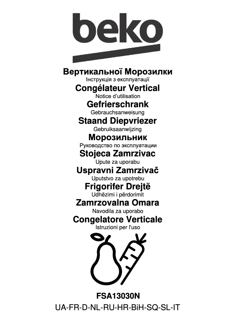 Page 1 de la notice Manuel utilisateur Beko FSA13030N