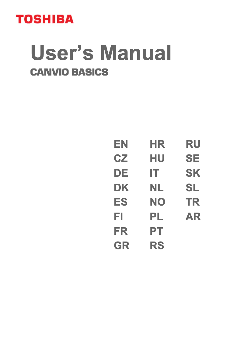 Image de la première page du manuel de l'appareil Canvio Basics