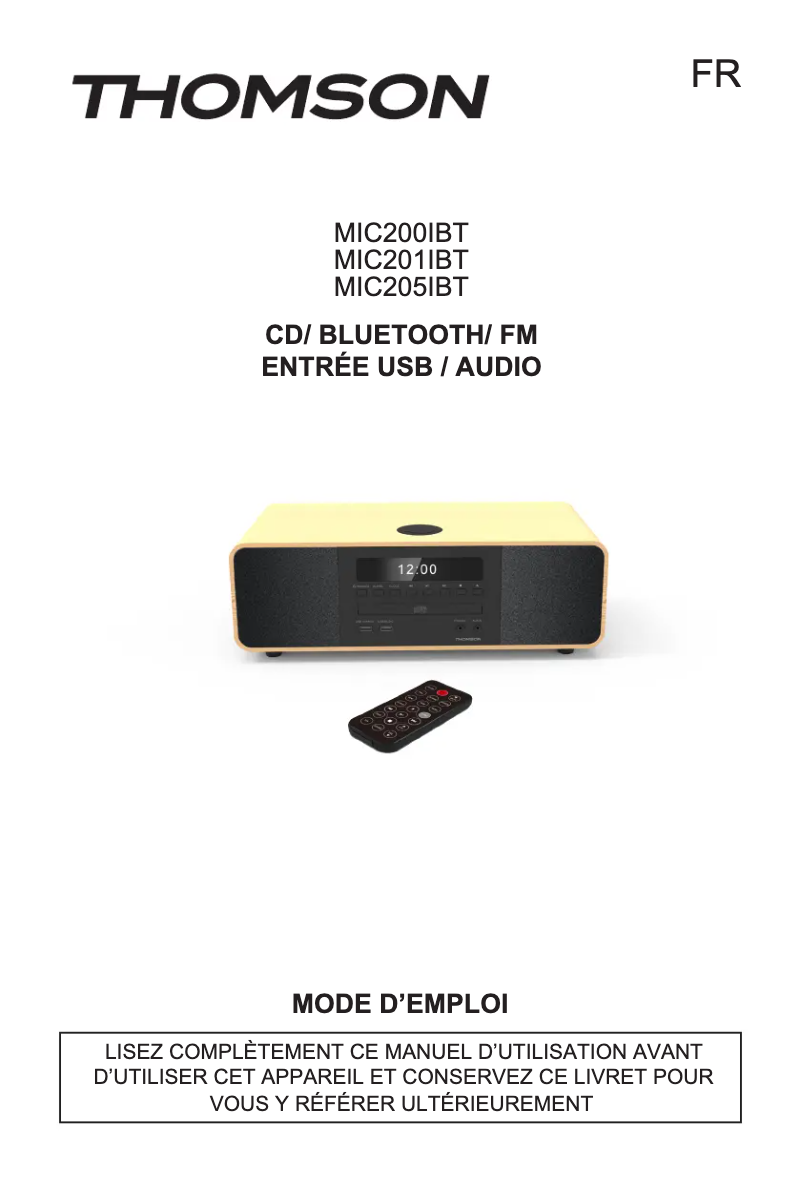 Page 1 de la notice Manuel utilisateur Thomson MIC202IBT