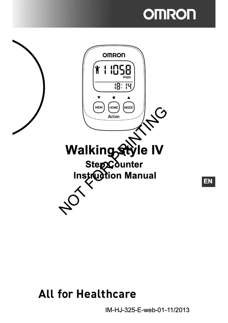 Page 1 de la notice Manuel utilisateur Omron Walking style IV HJ-325