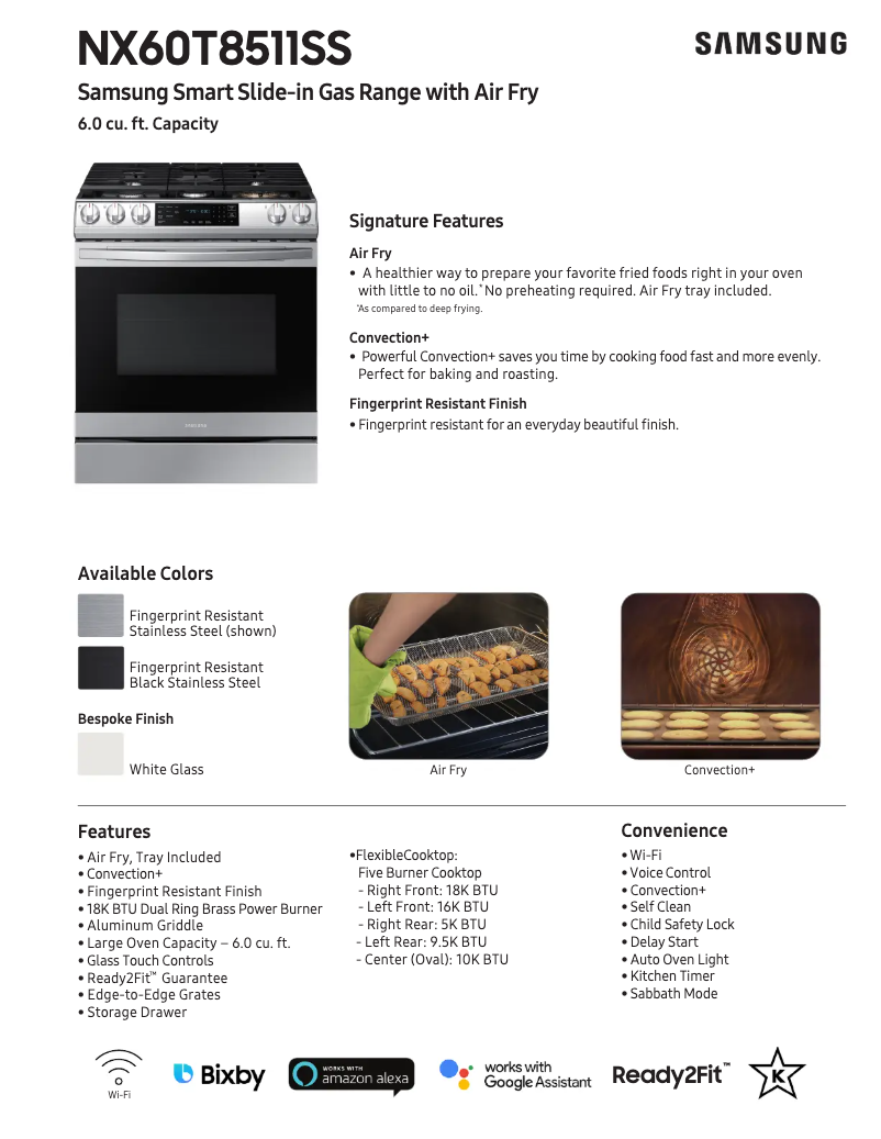 Page n°1 - Fiche technique Samsung NX60T8511SS