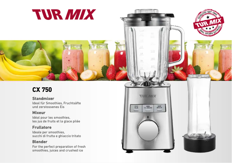 Page n°1 - Manuel utilisateur Turmix CX 750