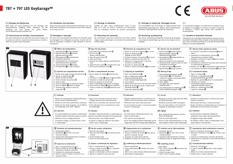 Page 1 de la notice Instructions / montage Abus KeyGarage 787 LED