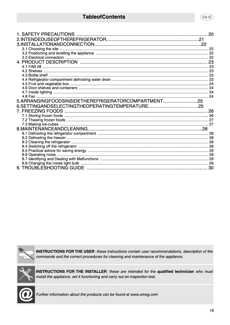 Image de la première page du manuel de l'appareil FAB28RBL