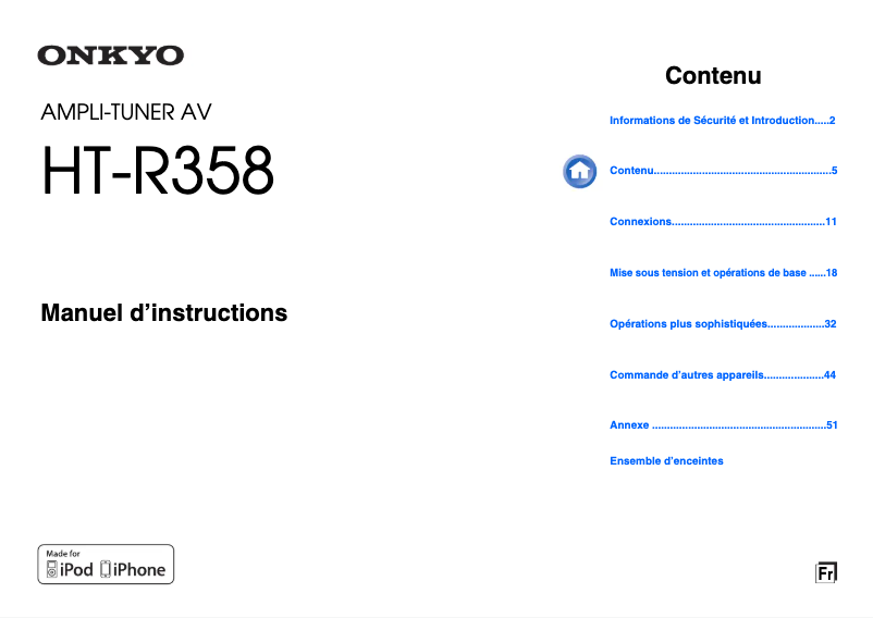 Image de la première page du manuel de l'appareil HT-R358