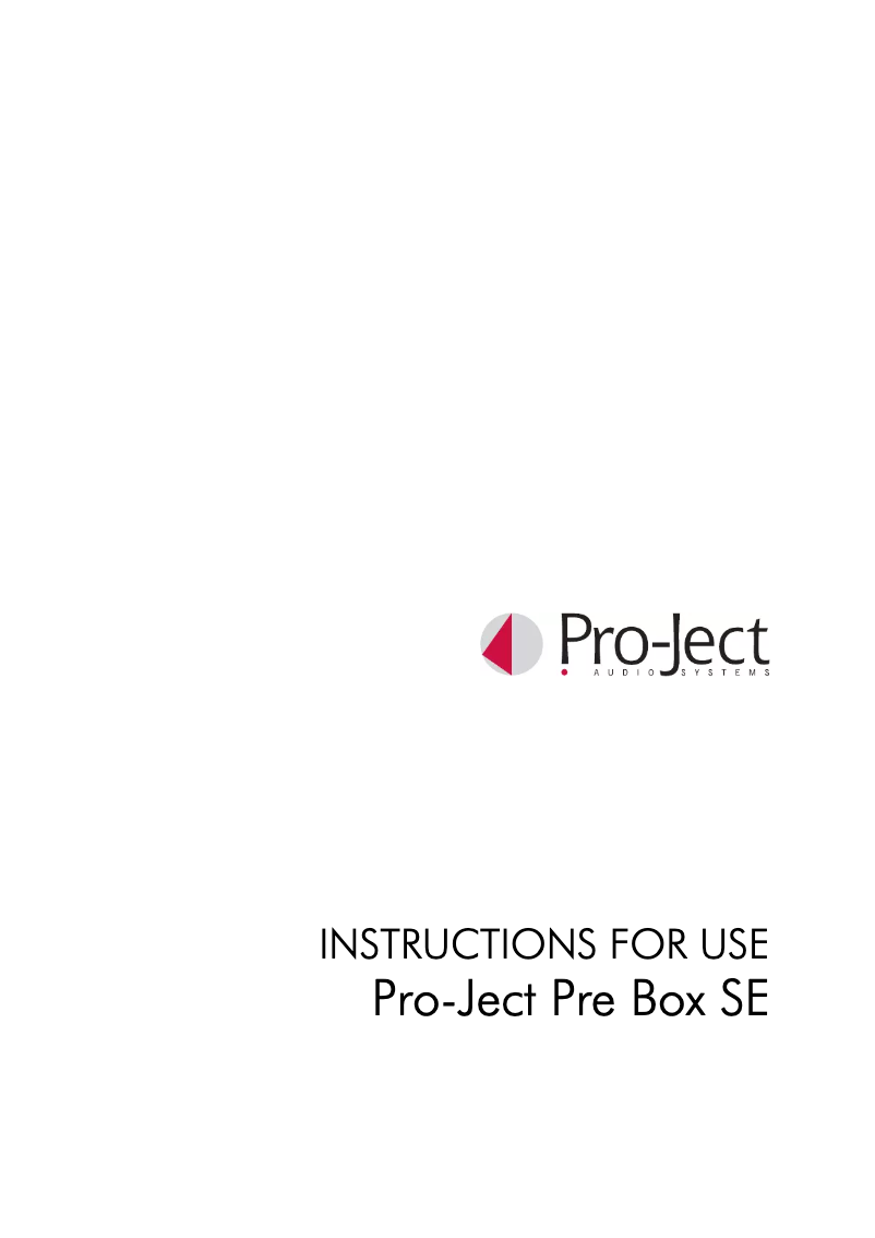 Page 1 de la notice Manuel utilisateur Pro-Ject Pre Box SE