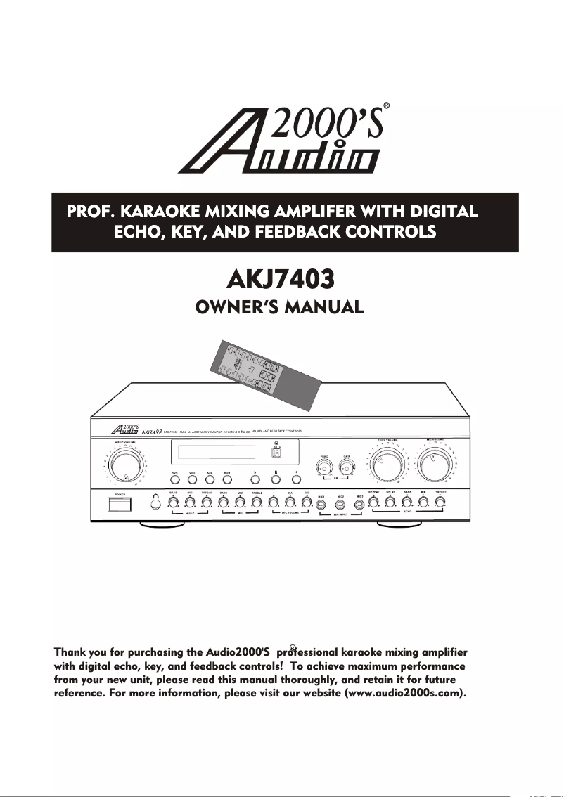 Page n°1 - Manuel utilisateur Audio2000'S AKJ7403