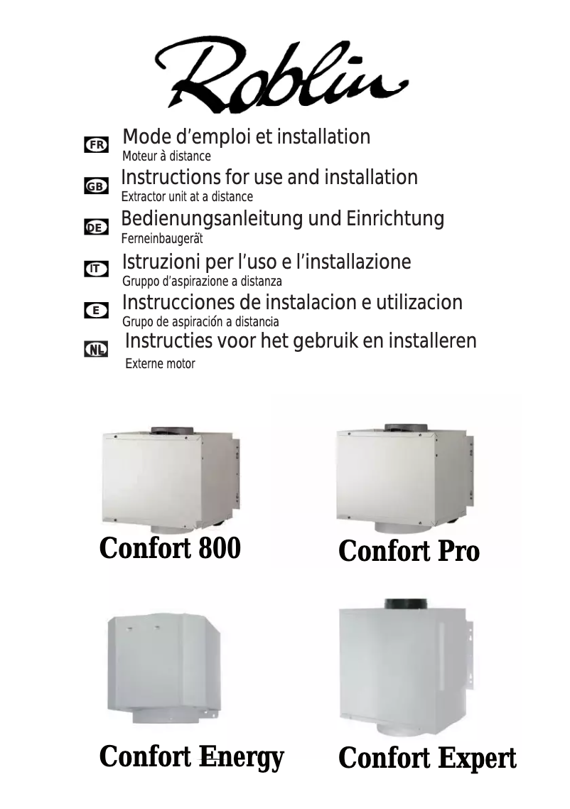 Page 1 de la notice Manuel utilisateur Roblin Confort Expert/2