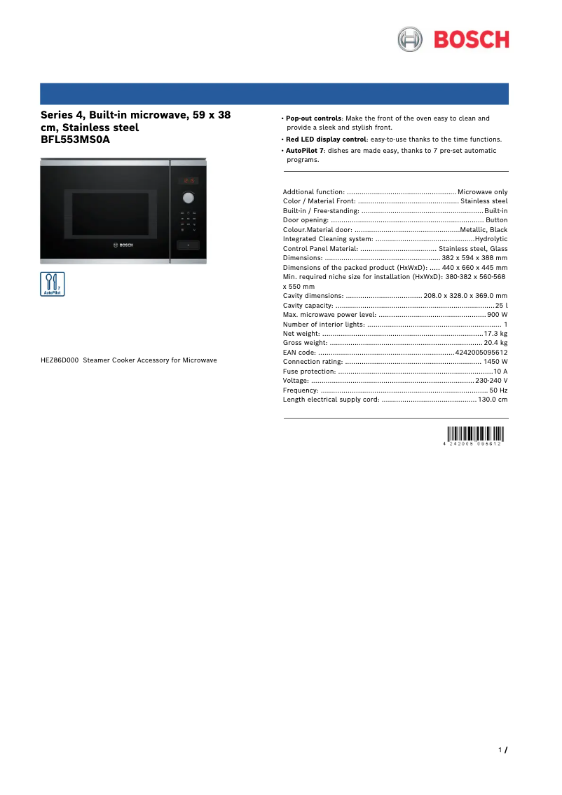 Image de la première page du manuel de l'appareil BFL553MS0A