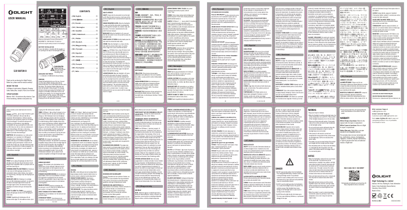 Page 1 de la notice Manuel utilisateur Olight S1R Baton II