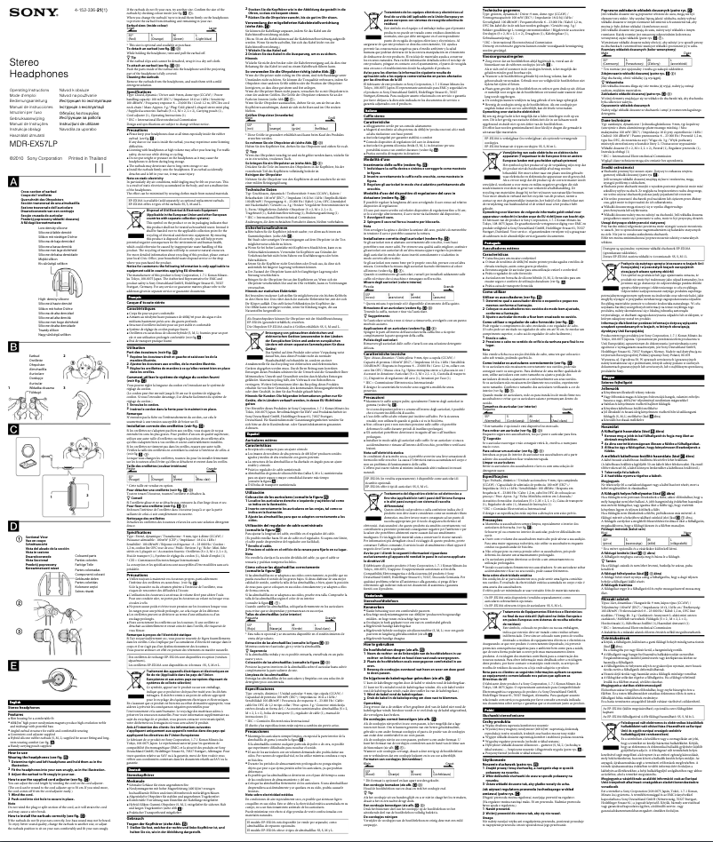Page 1 de la notice Manuel utilisateur Sony MDR-EX57LP