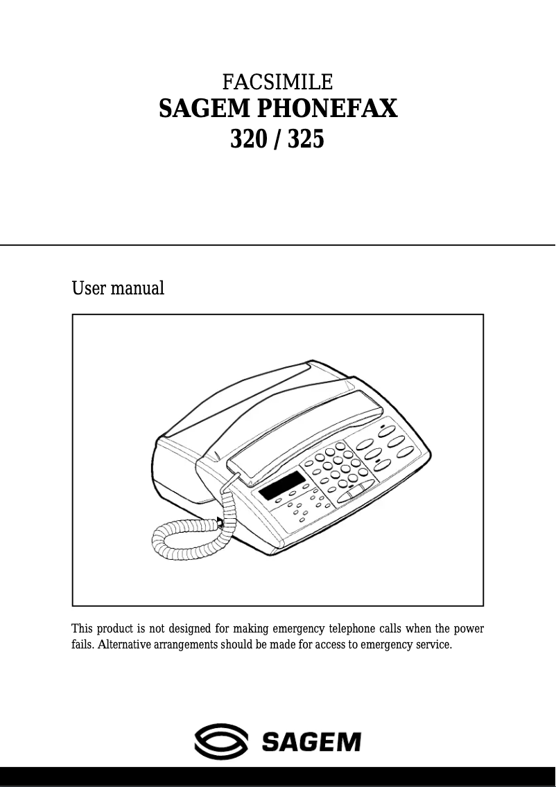 Page n°1 - Manuel utilisateur Sagem Phonefax 325