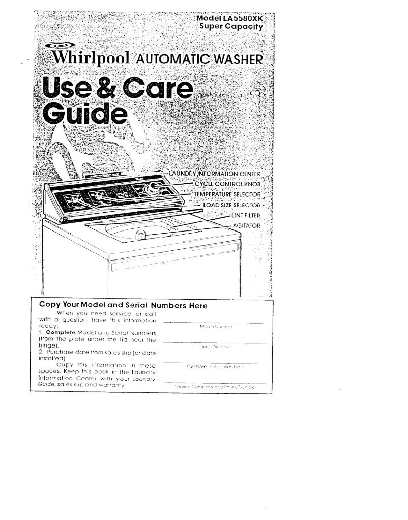 Page 1 de la notice Manuel utilisateur Whirlpool LA5580XK