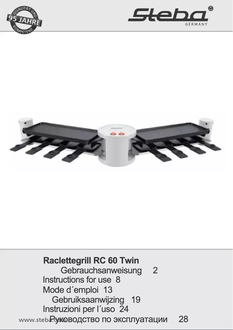 Page n°1 - Manuel utilisateur Steba RC60 TWIN Raclette
