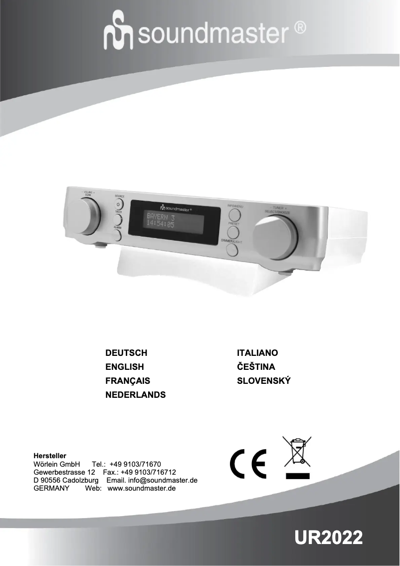 Page 1 de la notice Manuel utilisateur Soundmaster UR2022SI