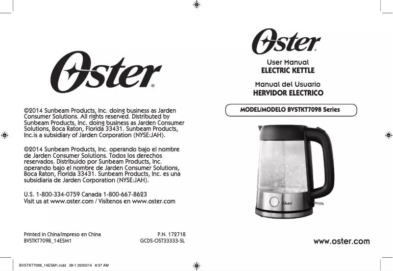 Page n°1 - Manuel utilisateur Oster BVSTKT7098