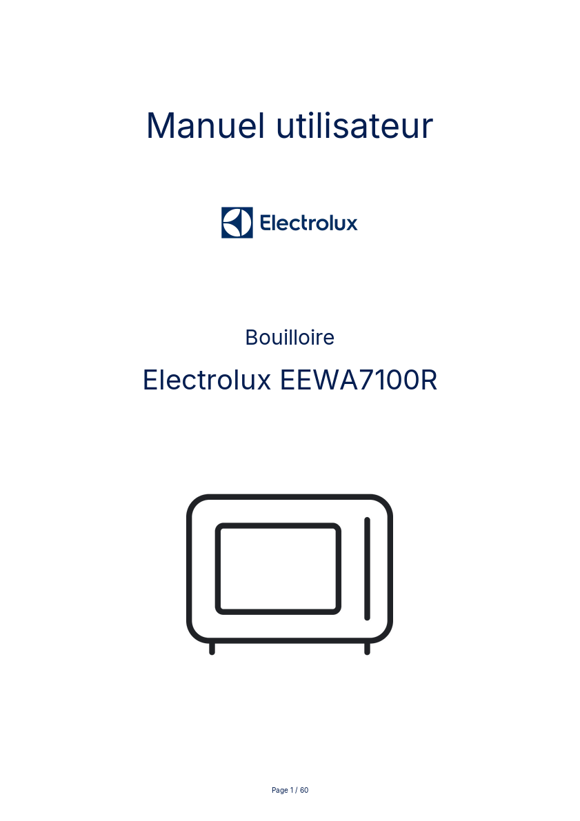 Image de la première page du manuel de l'appareil EEWA7100R
