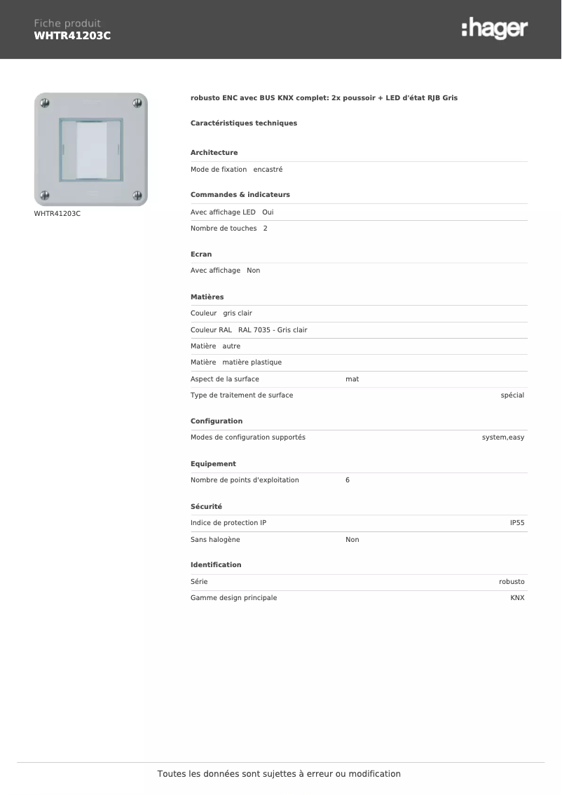 Image de la première page du manuel de l'appareil WHTR41203C