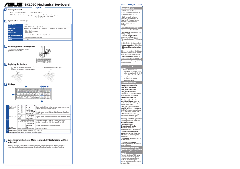 Page 1 de la notice Manuel utilisateur Asus GK1050