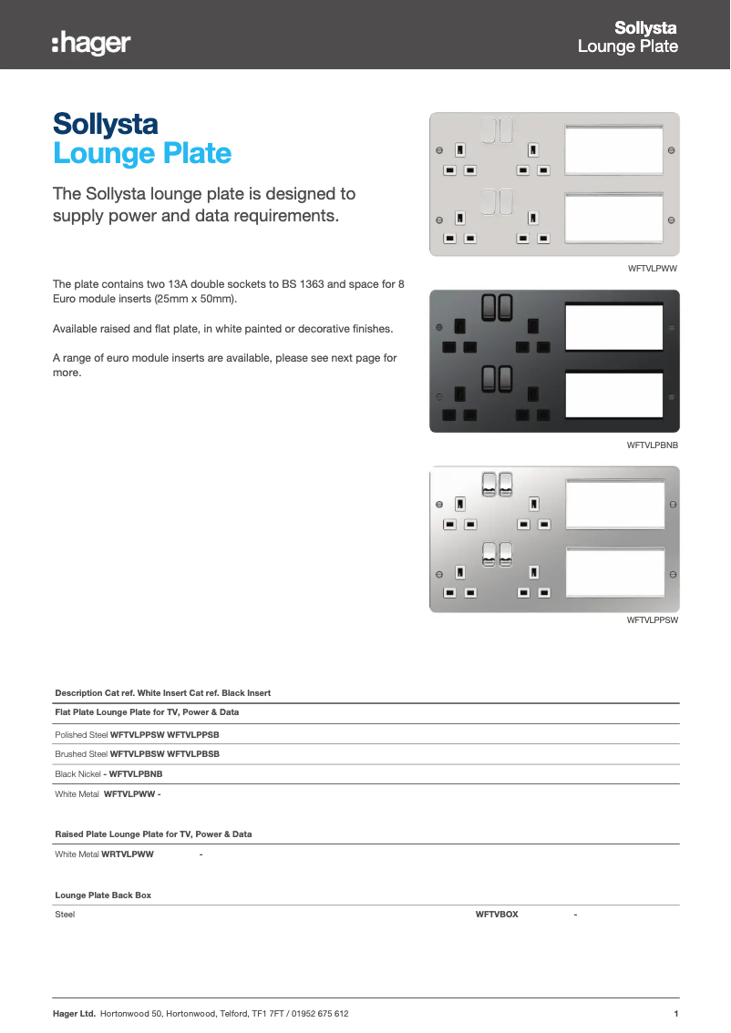 Page 1 de la notice Manuel utilisateur Hager WFTVLPBSW