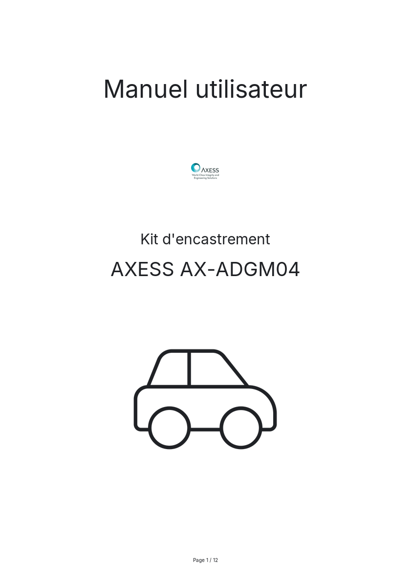 Page n°1 - Manuel utilisateur AXESS AX-ADGM04