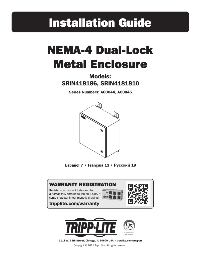 Page 1 de la notice Manuel utilisateur Tripp Lite SRIN4181810