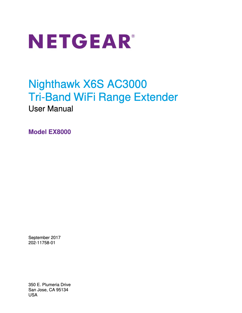 Image de la première page du manuel de l'appareil Nighthawk X6S EX8000