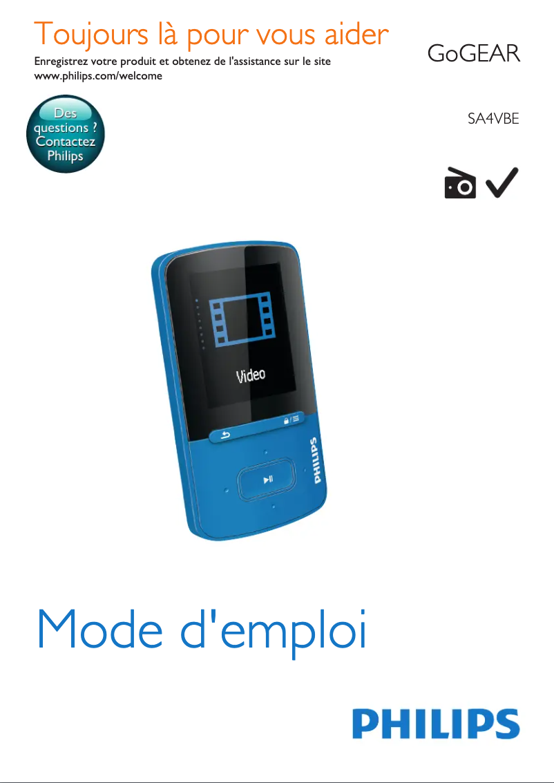 Image de la première page du manuel de l'appareil GoGear SA080316W