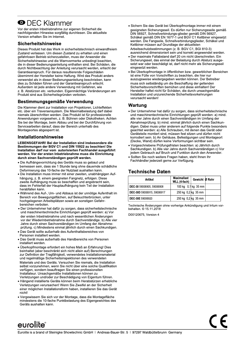 Image de la première page du manuel de l'appareil DEC-30E