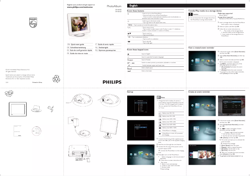 Page 1 de la notice Guide de démarrage rapide Philips SPH8408