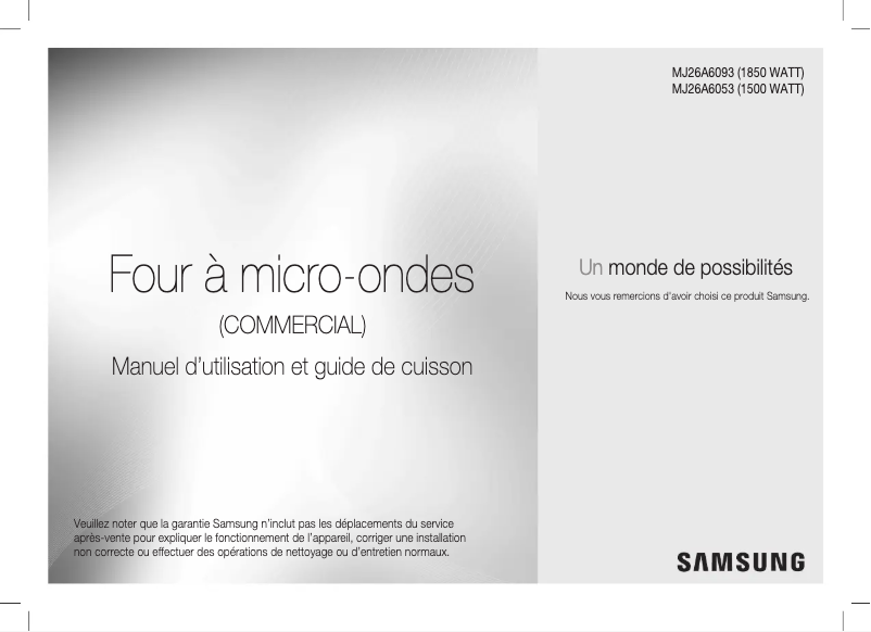 Page 1 de la notice Manuel utilisateur Bartscher MJ26A6093